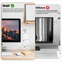 Monitor Memo Board with Removable Wooden Base 12.2 x 3.1 inches, Brain Label