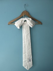 13 Large Wedding Pew Bows Long Tails Church Chair M Initial Embroidered Blue