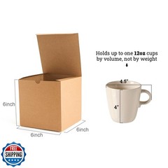 MESHA 6x6x6 Gift Boxes with Lids, Brown Kraft Gift Boxes 50PC for Christmas,