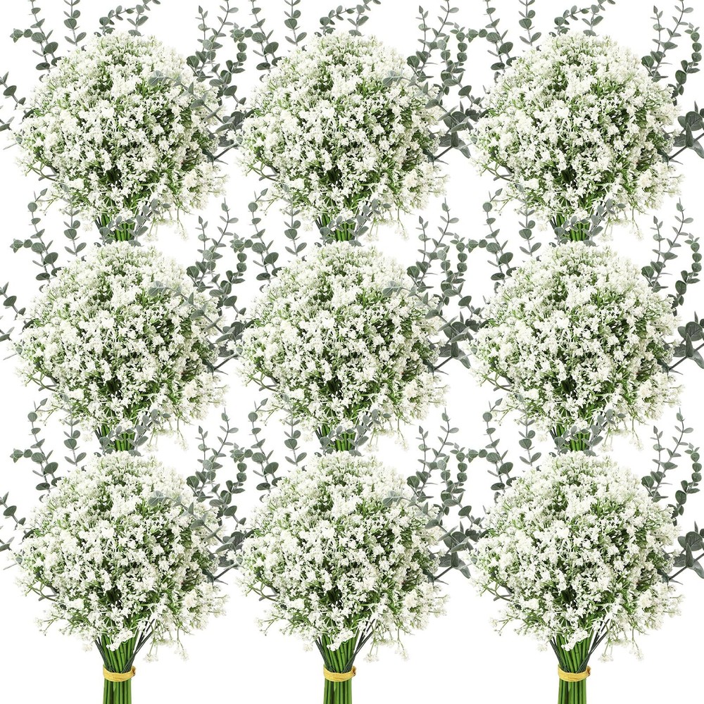 Retrowavy 80 Pcs Babys Breath Artificial Flowers Bulk Babys Breath Flowers Gy…