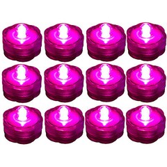 12 PINK Led SUBMERSIBLE Waterproof Floral Decor Wedding centerpiece Tea Light