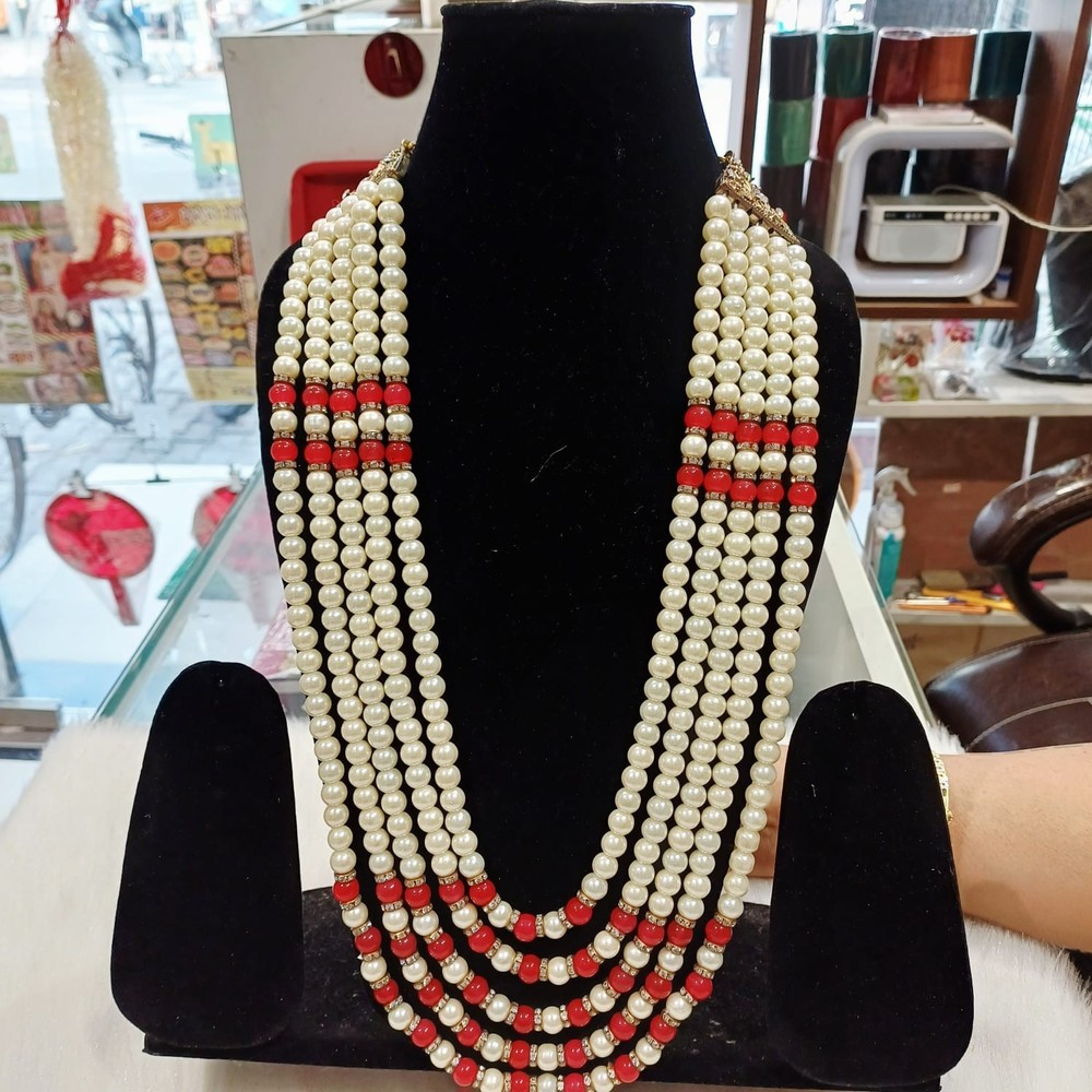 Indian Wedding Groom Pearl Necklace,Sherwani Mala,Three and Five Layer Mala