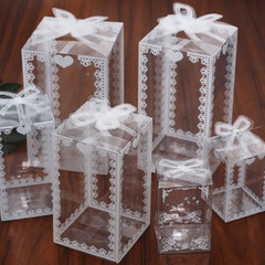 10/50pcs Clear Floral PVC Cube Boxes Gift Tennis Toy Candy Cake Package Display