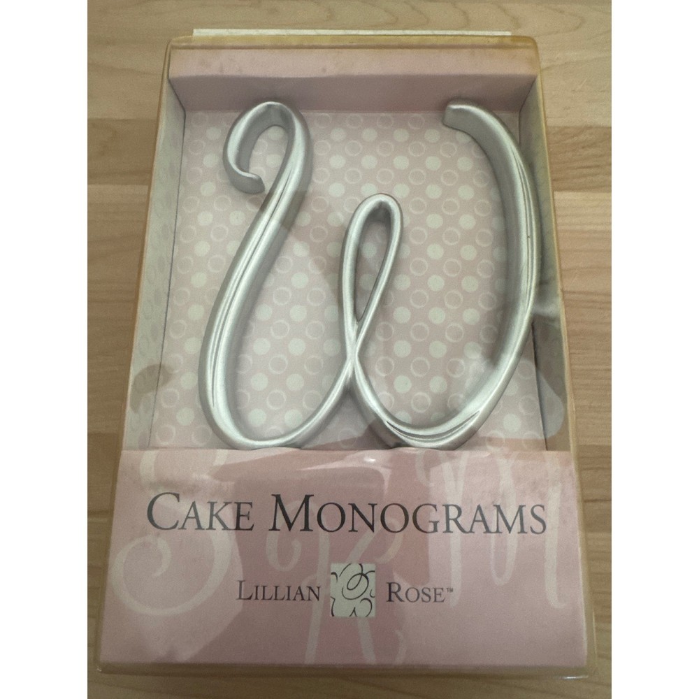Lillian Rose Silver Monogram Cake Topper Letter W Wedding Anniversary Decor