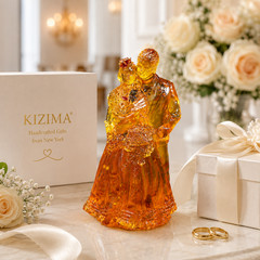 Made in USA Baltic Amber Wedding Couple Figurine Home Decor Handmade Gift