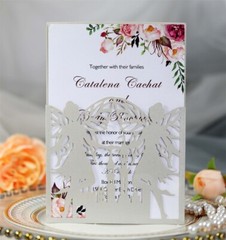 25/50/100Pcs Laser Cut Hollow Castle Angel Wedding Invitations Invit Cards