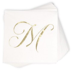 100 Monogram Letter M Cocktail Napkins Gold Foil Initial Hand Towel Napkin | …