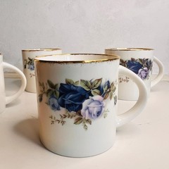 Royal Albert Moonlight Rose Cup – English Porcelain 1987, Blue Floral Gold Trim