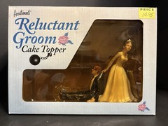 Reluctant Groom Humorous Cake Topper Bride Dragging Reluctant Groom Accoutrement