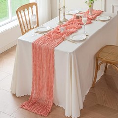 1 Pack Peach Coral Cheesecloth Table Runner 10ft Boho Cheese Cloth Table