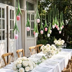 Pack 6 ft Artificial Tulips Hanging Flower Garland Decorations 24 Multi Color