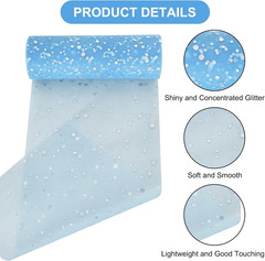 Sky Blue Glitter Tulle Rolls 6 Inch by 10 Yards Sequin Tulle Fabric Ribbon for D