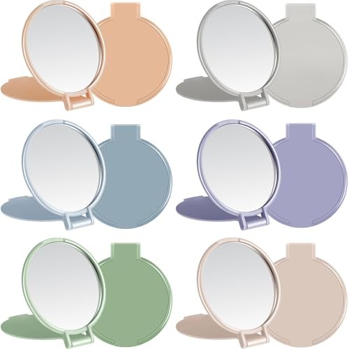 Pieces Compact Mirrors Bulk, Mini Folding Pocket Mirrors for 6 Morandi Colors