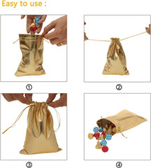 Pack of 100 3.54″X4.72″ Heavy Duty Gold Drawstring Organza Jewelry Pouches Weddi