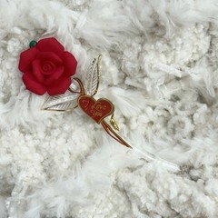 Glass Baron Red Long Stem Rose «I Love You» Gold Accent Y-S2 808-R5