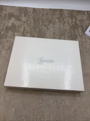 CR Gibson Wedding Guest Book Embossed White with Silver Script New In Plastic