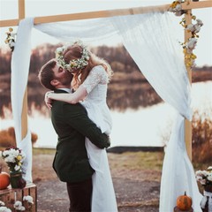 7.5FTx6.5FT Wood Wedding Arch for Ceremony Arbor Backdrop Stand Indoor Outdoor