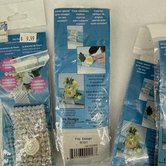 Fitz Design Flower Bracelet DIY Corsage Lot of 6 White Iridescent Beaded R101