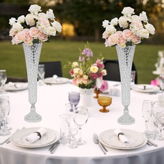 2 pcs Silver Wedding Table Crystal Flower Stand For Anniversary Ceremony Party