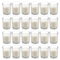 Housecret 24 Pack Warm White Unscented Clear Glass Filled Votive Candles. Hand