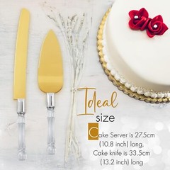 LUSHIG Cake Knife and Server Set | Acrylic Faux Crystal Handles & Premium 420…