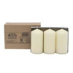 Stonebriar Unscented Pillar Candles – 65 Hour Burn Time, 3″ x 6″, Ivory