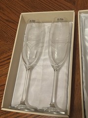 Oleg Cassini Tiara Crystal Champagne Toasting Flutes Set of 2 New In Box Czech
