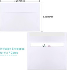 Joyberg 50 Packs 5×7 Envelopes, White A7 Envelopes (5.25×7.25in),