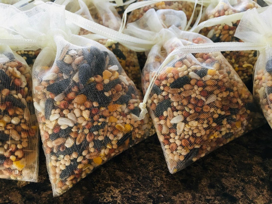 50 Bird Seed «Toss Me» Ivory Bags – Wedding Favors, All Natural, Eco-Friendly
