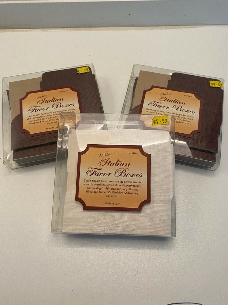 Lot of 3 White/Brown Chest Italian Wedding Favor Gift Boxes Candy Box 30 total