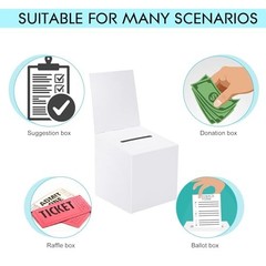 3 Pcs Raffle Boxes Ballot Box for Fundraising, 6 x 6 x 6 6×6×6inch White 3 PCS