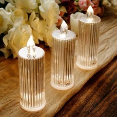 3 Warm White 6″ Battery Operated Diamond Light Pillar LED CANDLES Party Events