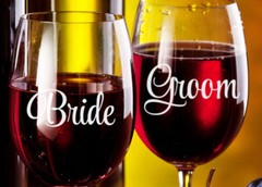 Bride Groom Wedding Champagne Wine Glass Mug Cup Decal Sticker Bridal Party Gift