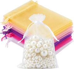 50Pcs Organza Bags – 4X6 Inch White Wedding Favor & Jewelry Pouches with Drawstr