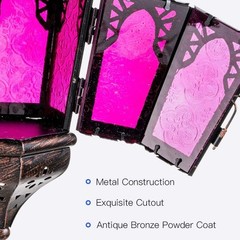 DECORKEY Lantern Decorative Indoor & Outdoor, 13.6’’ Moroccan Style Purple