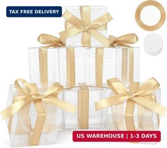 COTOPHER 60 Pcs Clear Favor Boxes, 2x2x2 Clear Gift Boxes Party Favor Boxes Mini