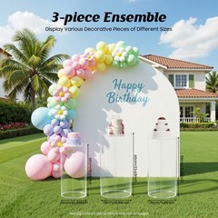 3Pcs Clear Round Cylinder Pedestal Stand for Wedding Party Display Stand Decor