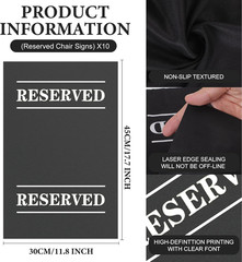Reserved Chair Signs – 10 Pcs Cloth Seat Covers for Events and Celebrations (Bla