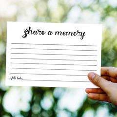 50 Share a Memory Cards, Going Away Party Decorations Funeral Guest black