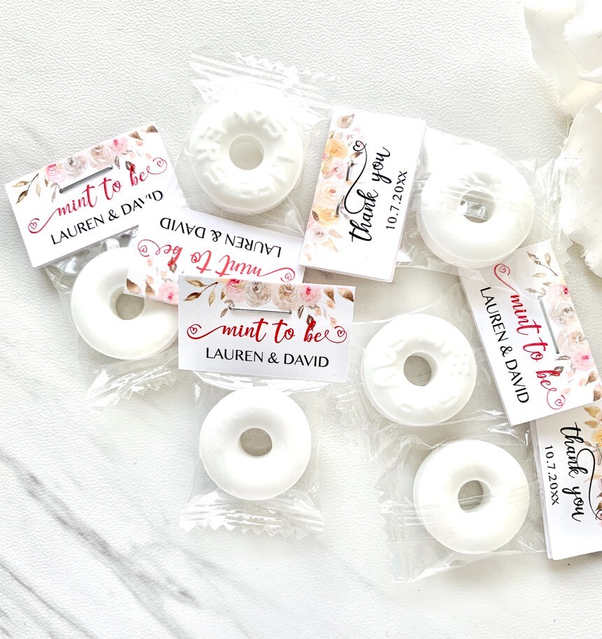 50 Personalized wedding mints, affordable wedding favors, mint to be favors