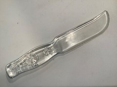 Cryst-O-Lite Depression Glass Knife Clear Fruit Cake Floral Handle 8.5″