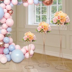 3 pcs Gold Wedding Table Hourglass-shaped Flower Stand For Anniversary Ceremony