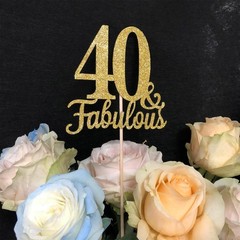 Fabulous 40 Centerpiece Sticks, 10 Pcs Gold 40th 3.9 inches x 14 inches,