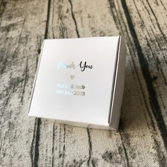 100 Rose Gold Blush Pink Foil Wedding Party Favour Boxes Personalised Gift Candy