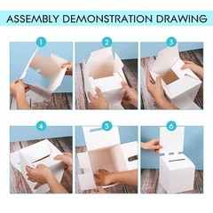3 Pcs Raffle Boxes Ballot Box for Fundraising, 6 x 6 x 6 6×6×6inch White 3 PCS