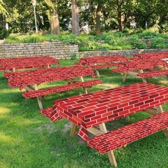 Red Brick Wall Backdrop Tablecloth Decoration 52 In x 100 Ft Red Brick