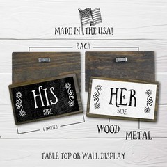 His Side Her Side Couples Sign Set – Rustic Wood & Metal Handmade Gift for Co…