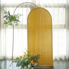 6 ft GOLD Metallic Fitted Spandex Round Top Arch STAND COVER Party Events