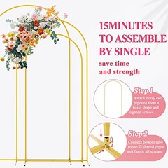 Metal Arch Backdrop Stand Set of 3 Wedding Arch Stand 7.2FT, 6.6FT, 6FT Gold