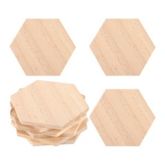 25Pcs Beige Hexagon Wood Discs Smooth Sanded for Crafting and Decoration